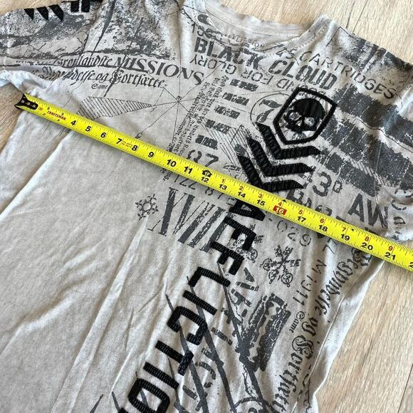 Affliction Men's Medium Distressed Grey and Black Graphic T-shirt Grunge Skater - Picture 6 of 8